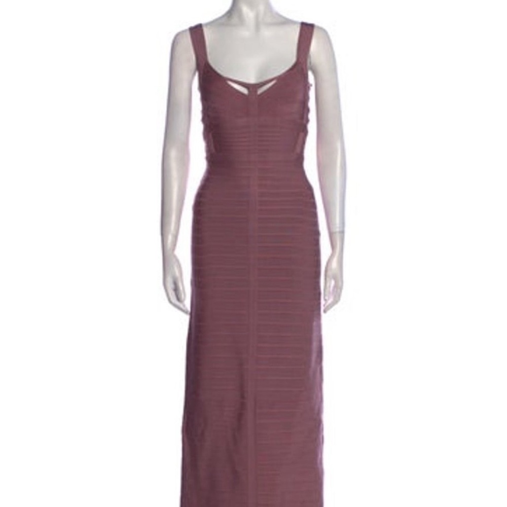 BNWT HERVE LEGER Bandage Long Evening Dress, Rose, M/L RT$ 2900